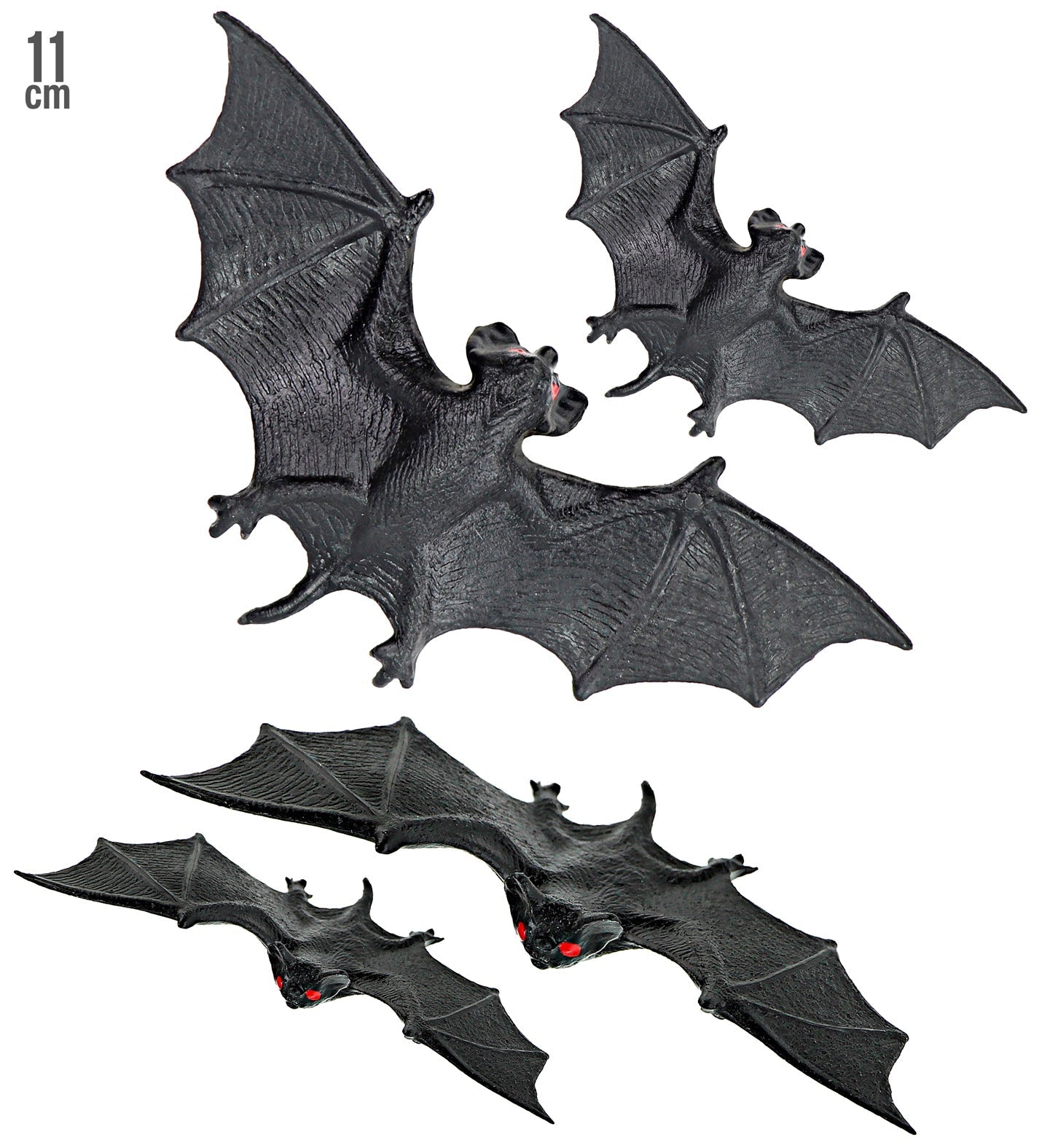 Widmann Halloween Fledermäuse – 4er Set, Schwarz, Kunststoff, 11 cm - Fasnacht24.ch