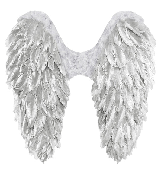 Federnflügel Silber Faltbar 50x50cm – Leicht | Widmann Kostümzubehör - Fasnacht24.ch