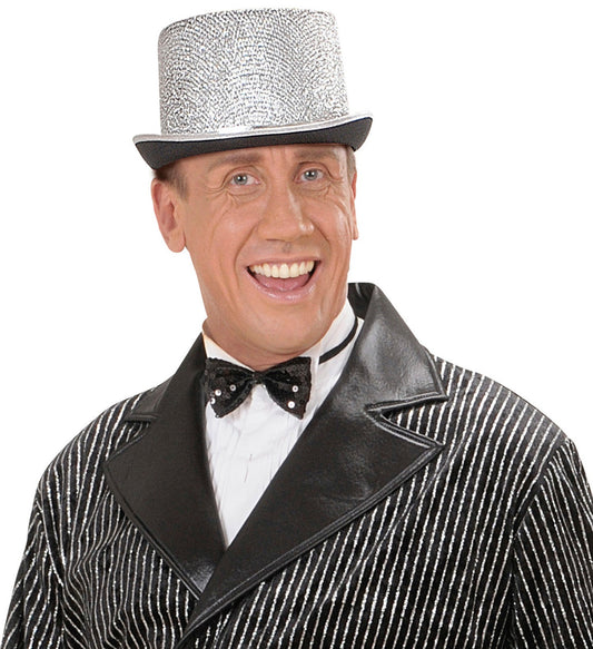 Widmann Silber Lurex Filzhut – Erwachsener Glänzender Zylinder - Fasnacht24.ch