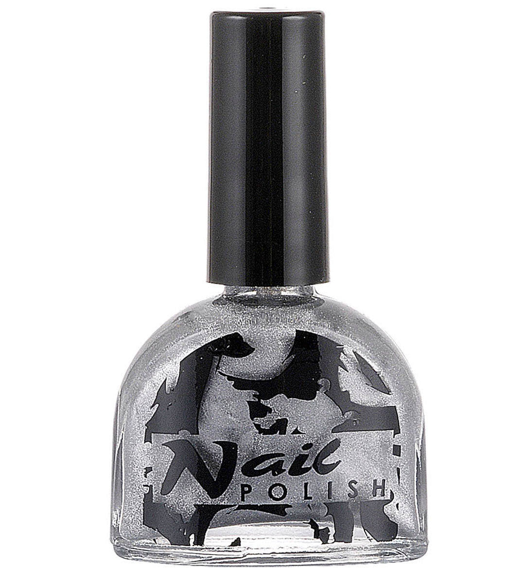 Silberner Nagellack in 7ml-Flasche, hochpigmentiert und schnelltrocknend, mit flachem Pinsel.