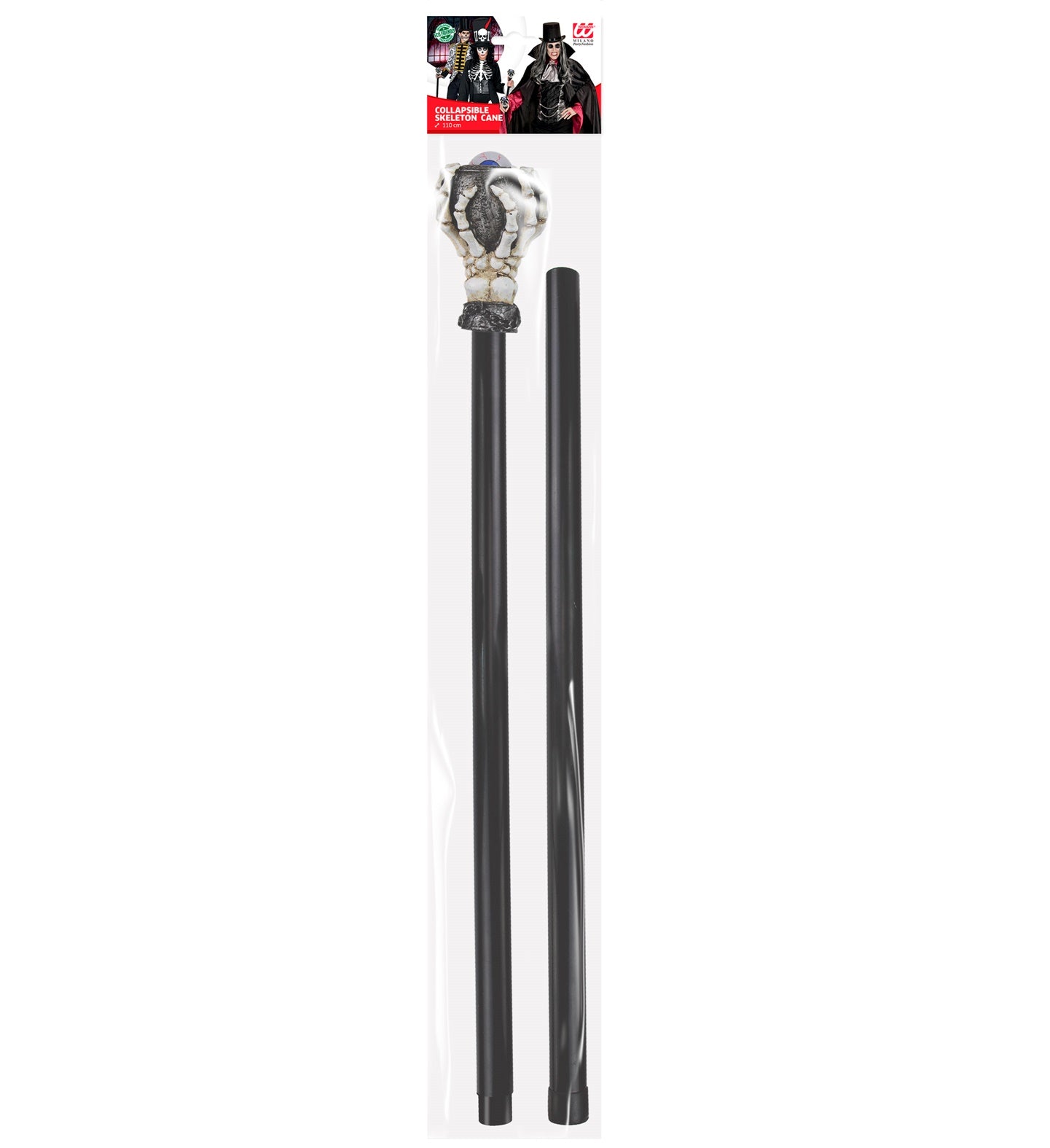 Widmann Gehstock in Knochenoptik mit wackelndem Auge, 110 cm lang, Skelett-Design