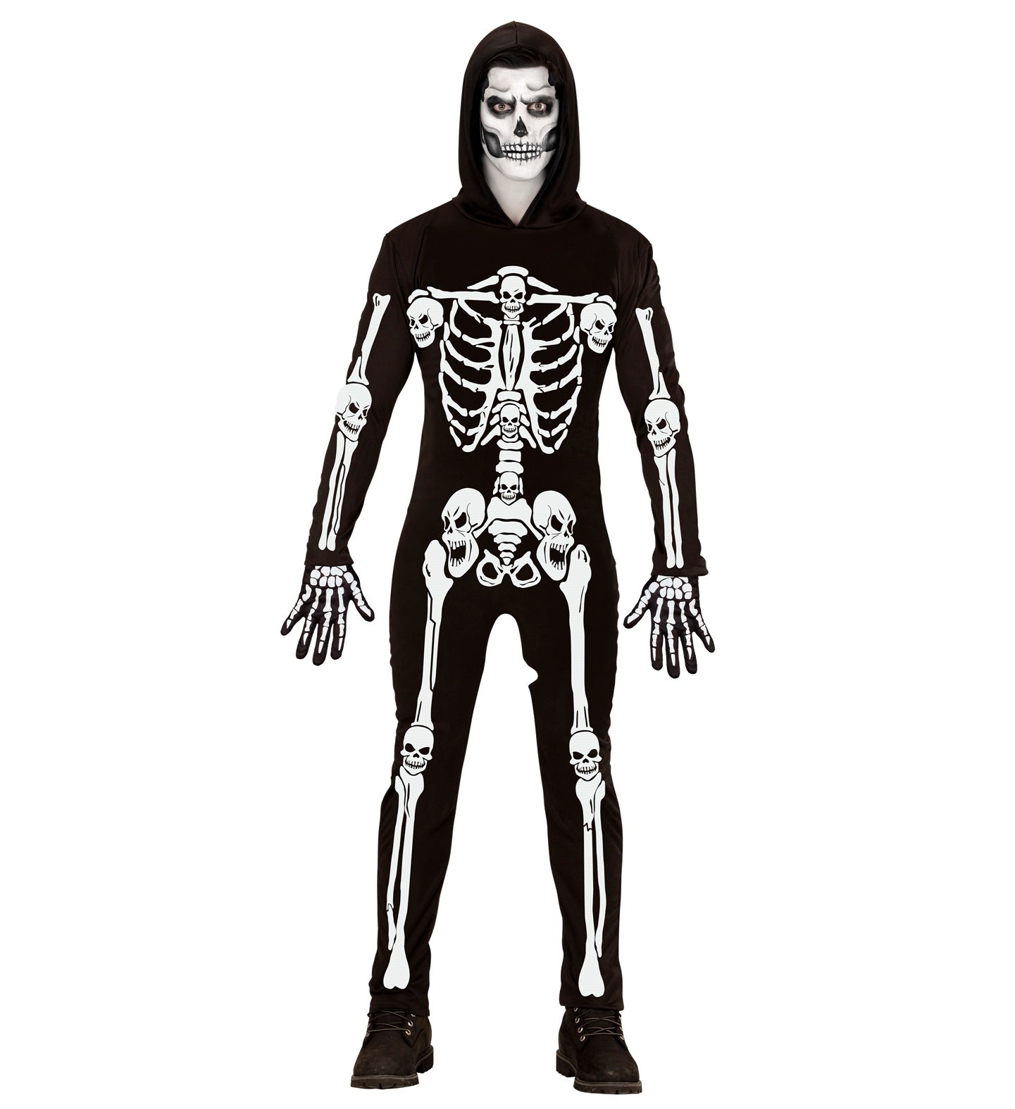Widmann Skelett Kostüm Herren Jumpsuit Mit Kapuze – Halloween Outfit - Fasnacht24.ch