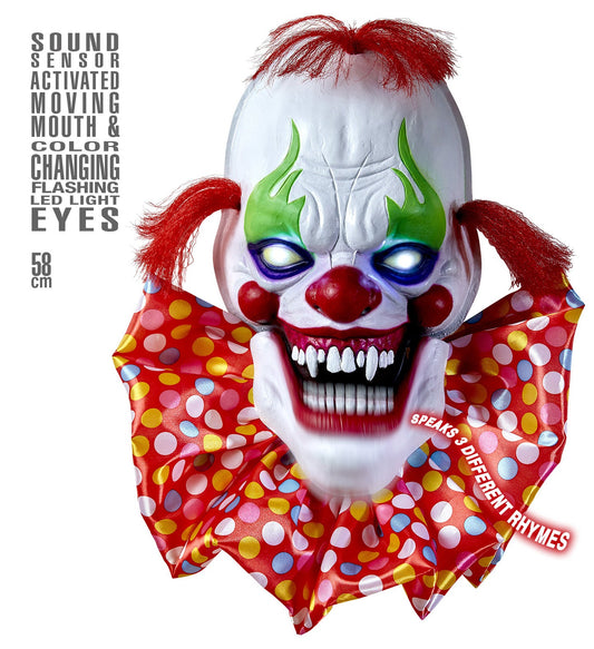 Widmann Horror Clown Animiert – Beweglicher Mund, LED Augen, 58 cm - Fasnacht24.ch