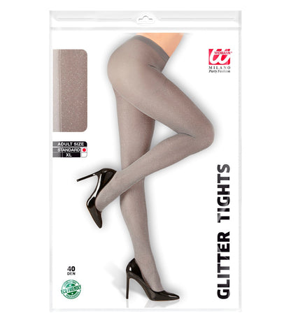 Widmann Lurex Deluxe Strumpfhose – Silber 40 DEN Shimmer Tights - Fasnacht24.ch