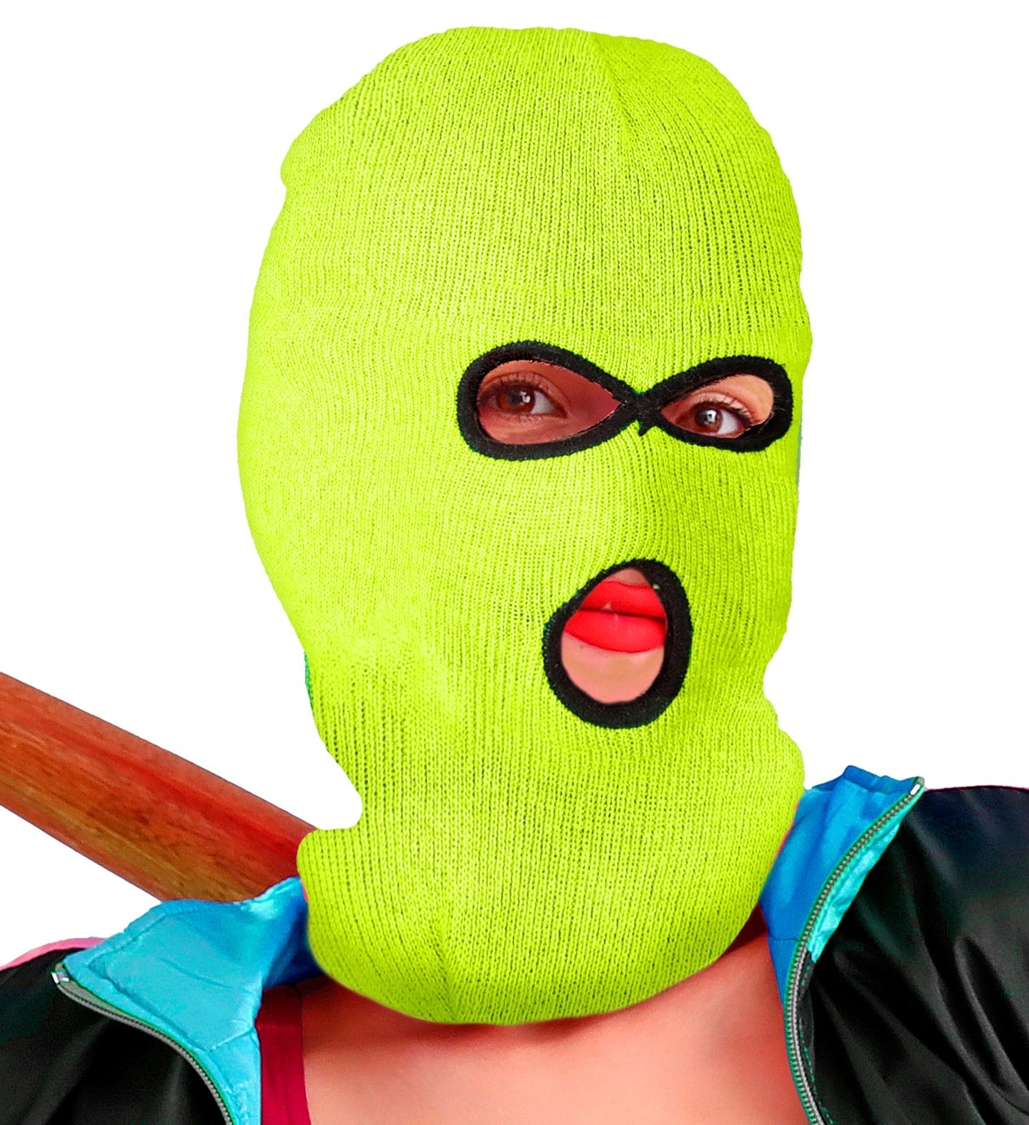 Neon gelbe Sturmhaube aus Fleece für Sichtbarkeit und Wärme bei kaltem Wetter.