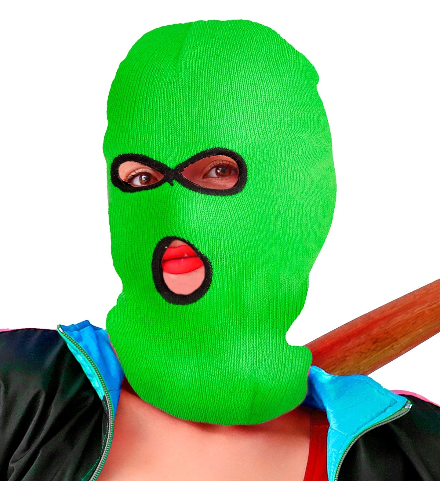 Neon grüne Sturmhaube für Erwachsene, atmungsaktiv und warm, mit Fleece-Innenfutter.