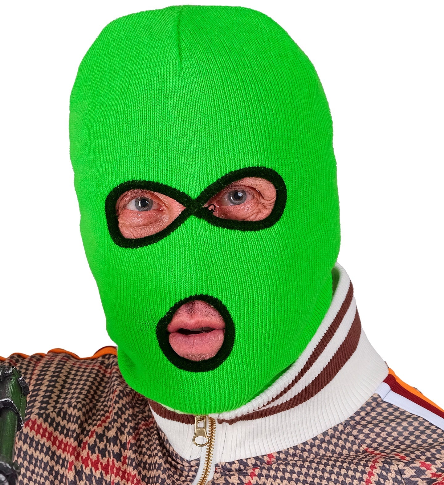 Neon grüne atmungsaktive Sturmhaube mit Fleece-Innenfutter für Erwachsene, warm und elastisch