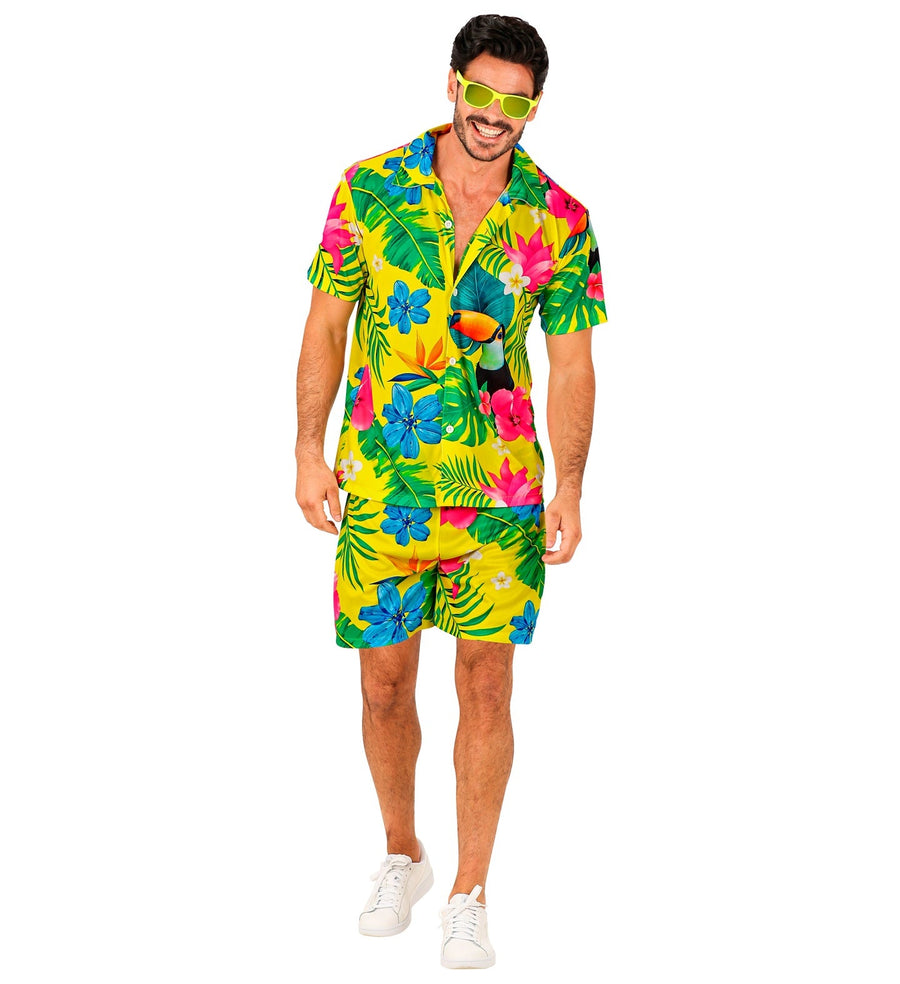 Widmann Hawaii Outfit Herren – Gelbes Hemd & Shorts Set Sommer – Produktansicht