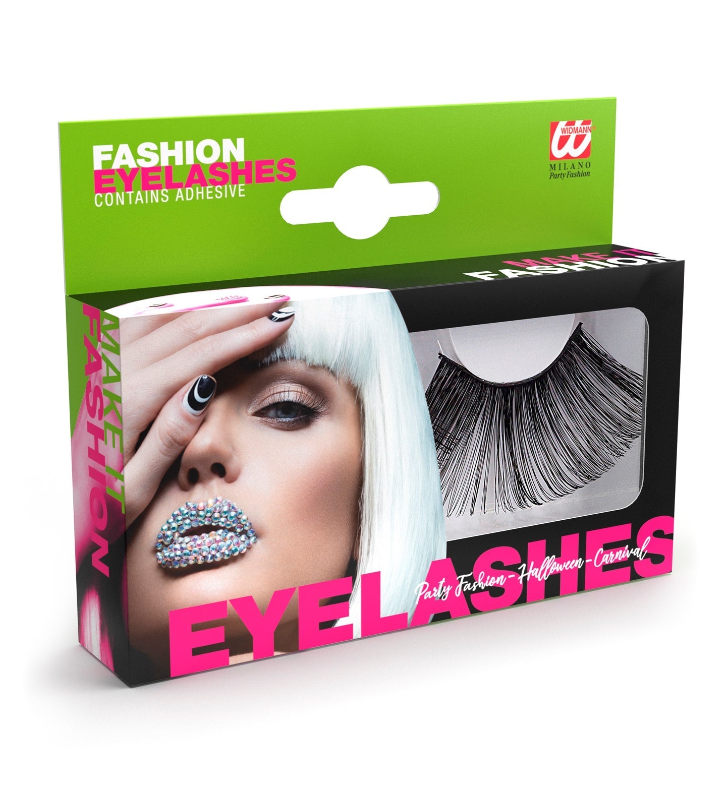 Widmann Superlange Schwarze Künstliche Wimpern Mit Kleber – Lang - Fasnacht24.ch