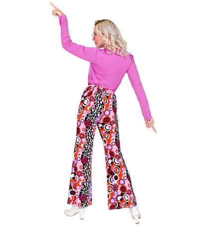 Schlaghose 70er Jahre Widmann Groovy Style Unisex Retro Print – Seitenansicht