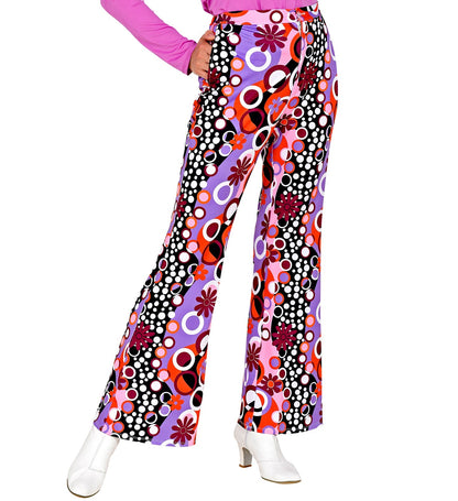 Schlaghose 70er Jahre Widmann Groovy Style Unisex Retro Print – Detailansicht