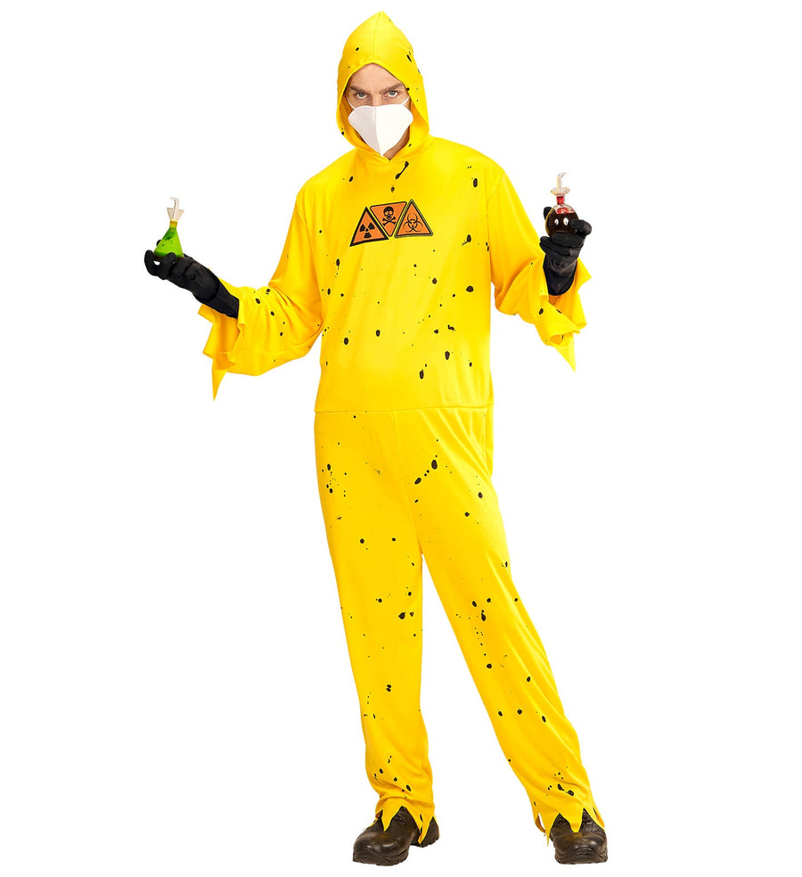 Widmann Toxic Hazard Kostüm – Gelber Polyester Overall mit Kapuze & Maske - Fasnacht24.ch – Produktansicht