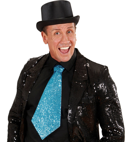 Lurex Krawatte Turquoise – Widmann Elastische Kinder- & Erwachsenenkrawatte - Fasnacht24.ch