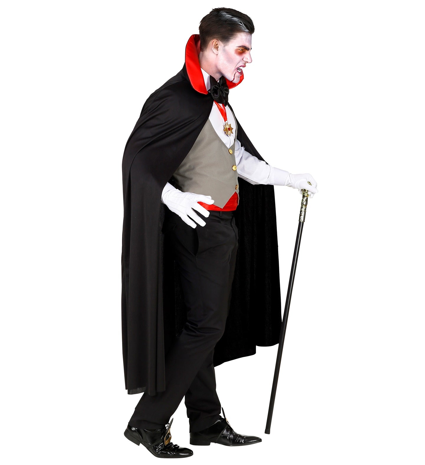 Widmann Vampir Kostüm Herren – Grau Weste & Schwarzer Umhang Set - Fasnacht24.ch