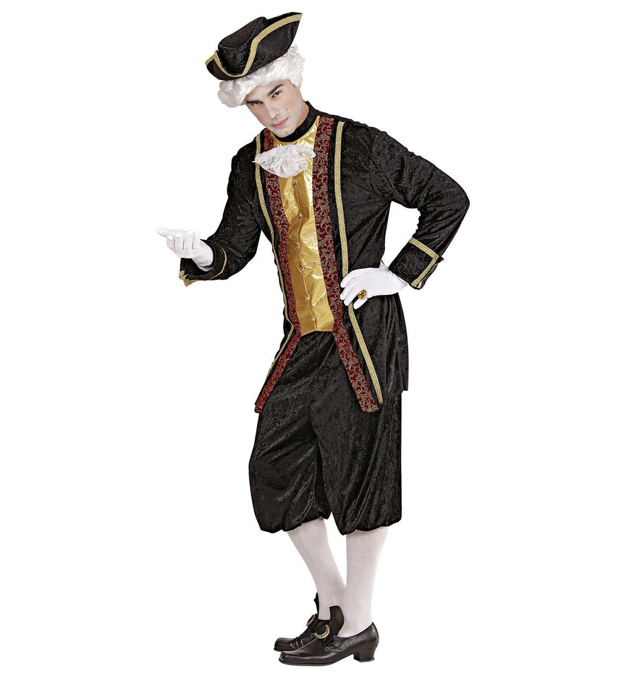 Widmann Venetian Nobleman Kostüm – Stretch Samt, Goldverziert – Detailansicht