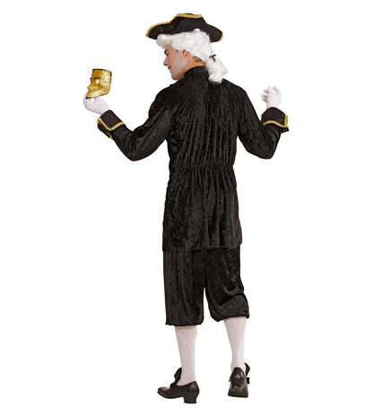 Widmann Venetian Nobleman Kostüm – Stretch Samt, Goldverziert – Seitenansicht