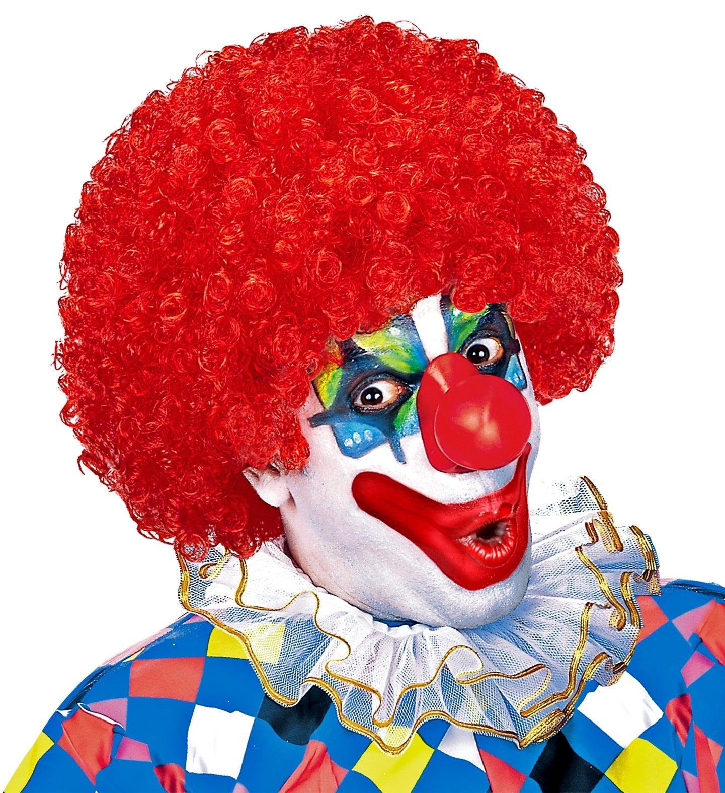 Rote Afro-Clown-Perücke aus Kunsthaar mit elastischem Ansatz für Karneval und Halloween