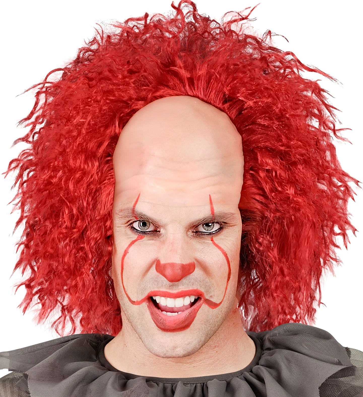 Rote Vintage Horror Clown Perücke aus synthetischem Haar mit voluminösem Look für Halloween