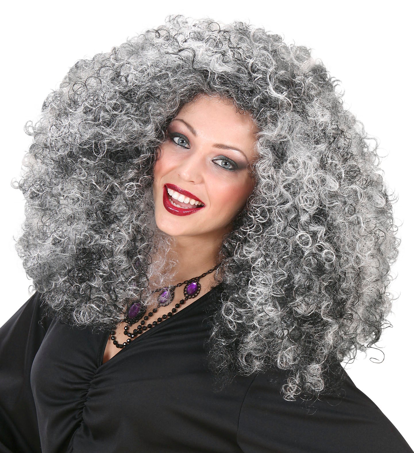 Hexen Perücke Grau – Voluminöses Haar | Widmann Halloween Accessoire - Fasnacht24.ch