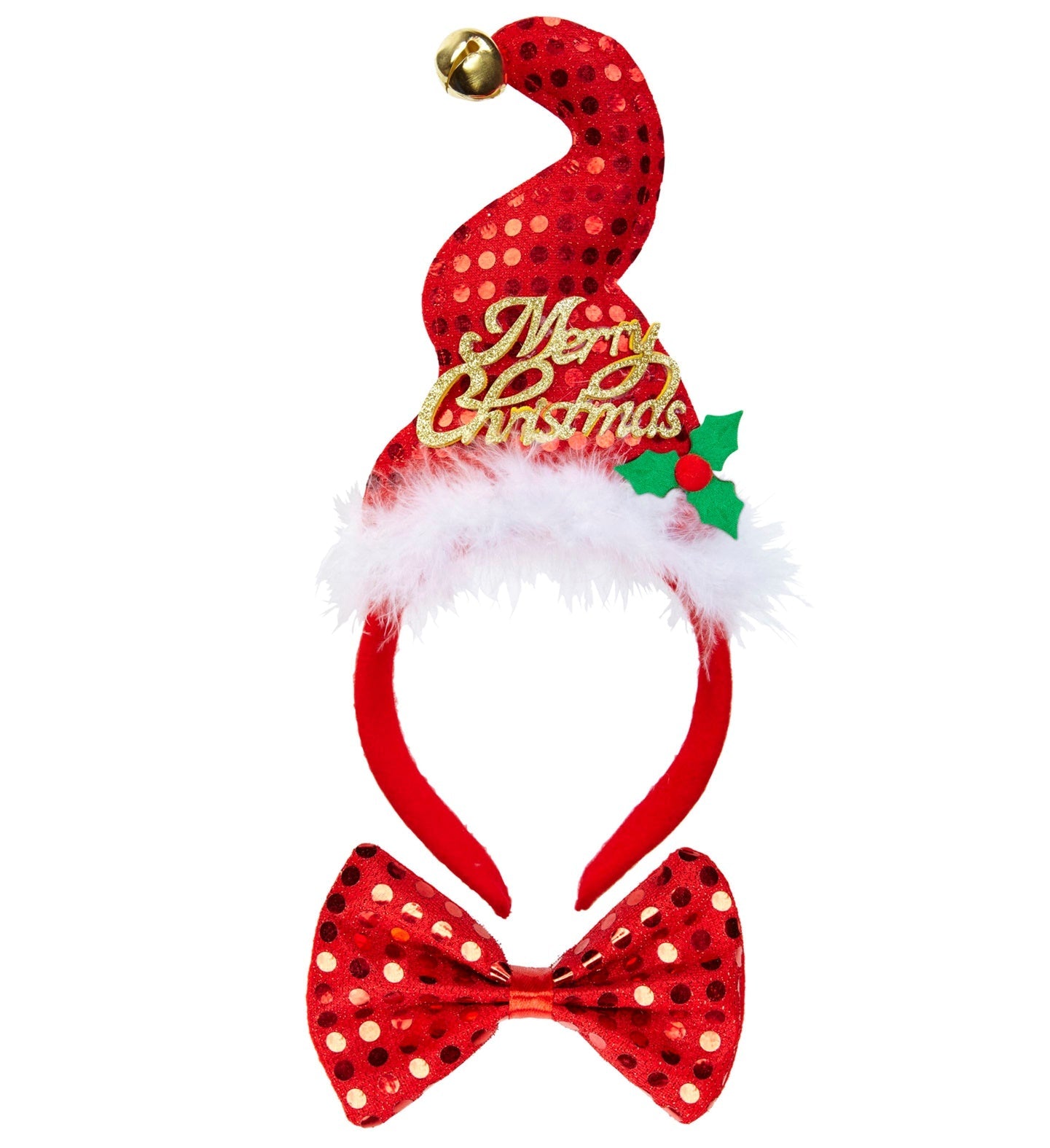 Widmann Weihnachts-Haarreif mit funkelndem Mini-Hut in Rot und Gold für festliche Anlässe.