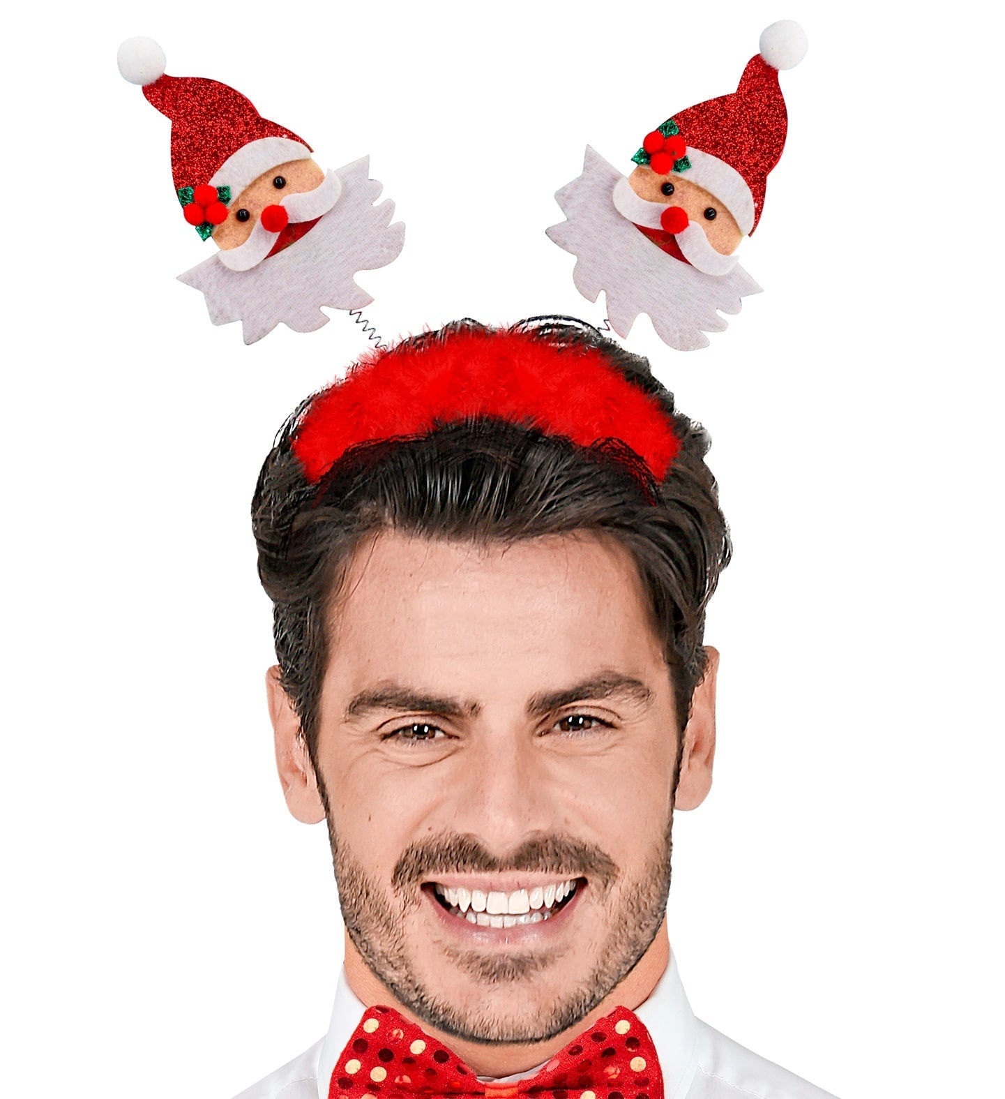 Rotes und weißes Weihnachts-Haarband in Form einer Santa-Mütze aus weichem Veloursstoff