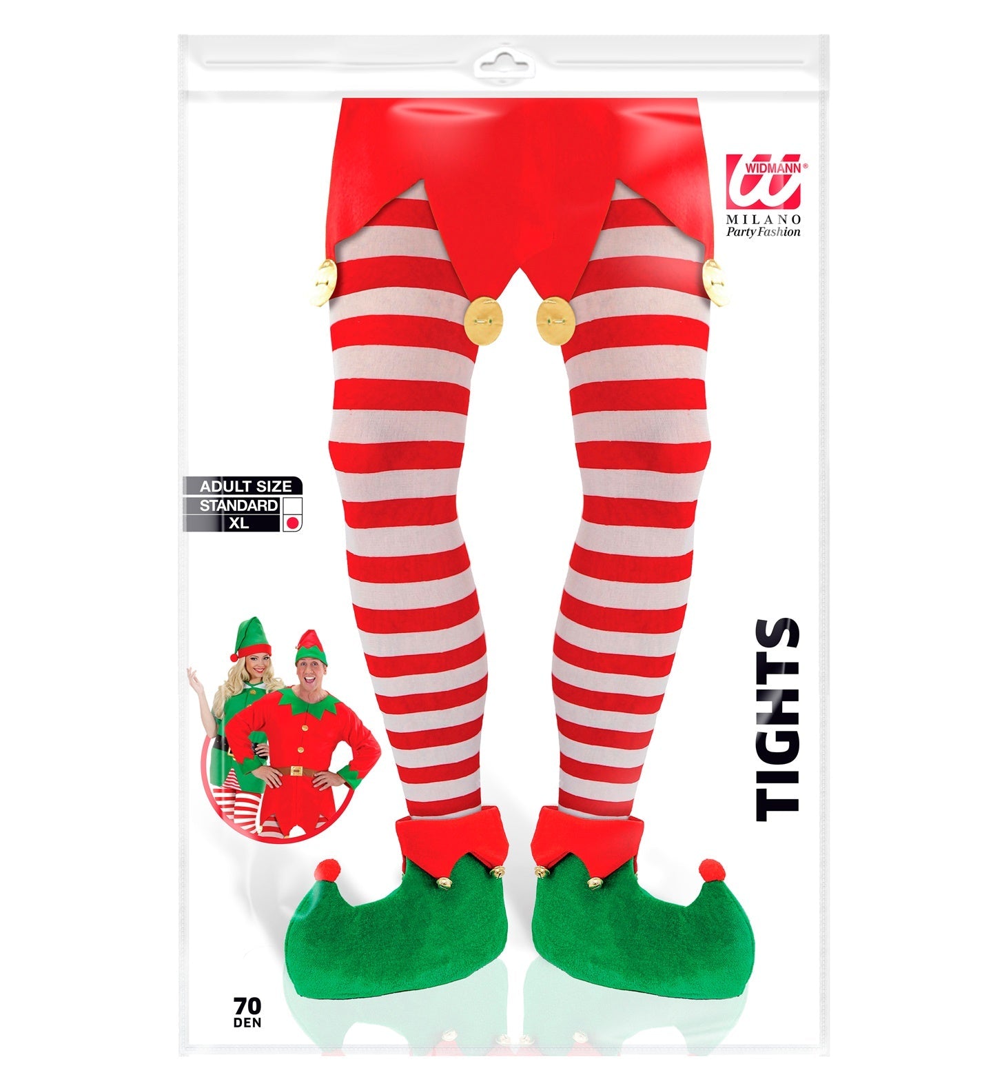 Widmann Weihnachtsstrumpfhosen – Rote Weiße Gestreifte 70 DEN XL - Fasnacht24.ch