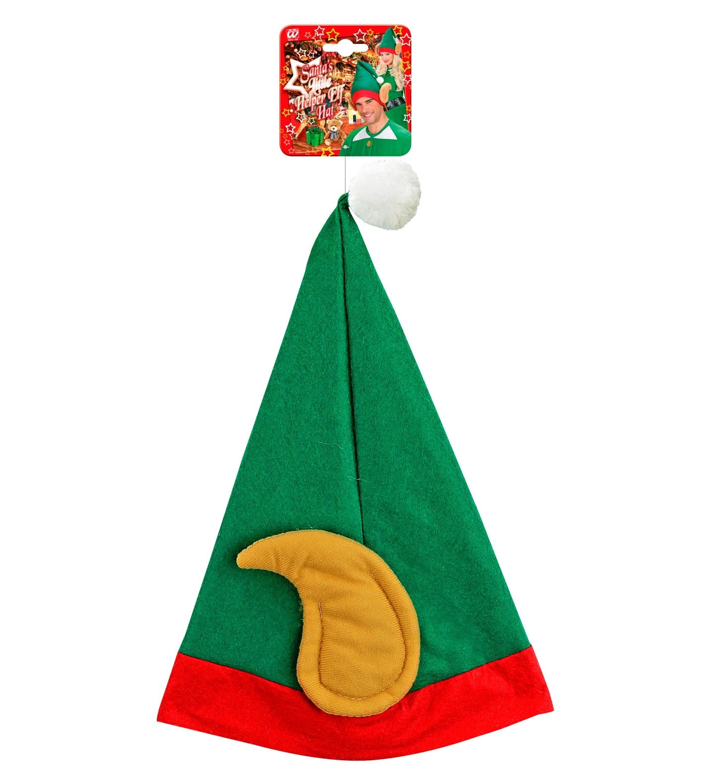 Widmann Weihnachtsmütze mit Ohren – Festliche Elfenmütze Rot Weiß Fleece - Fasnacht24.ch