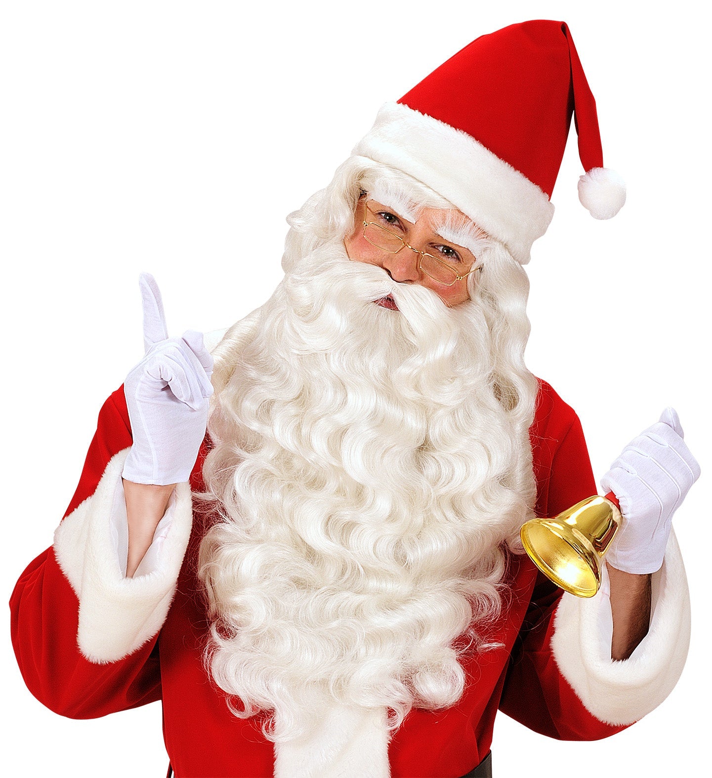 Weißer Weihnachtsmann-Perücke mit Bart, Augenbrauen und Schnurrbart aus Kunstfaser