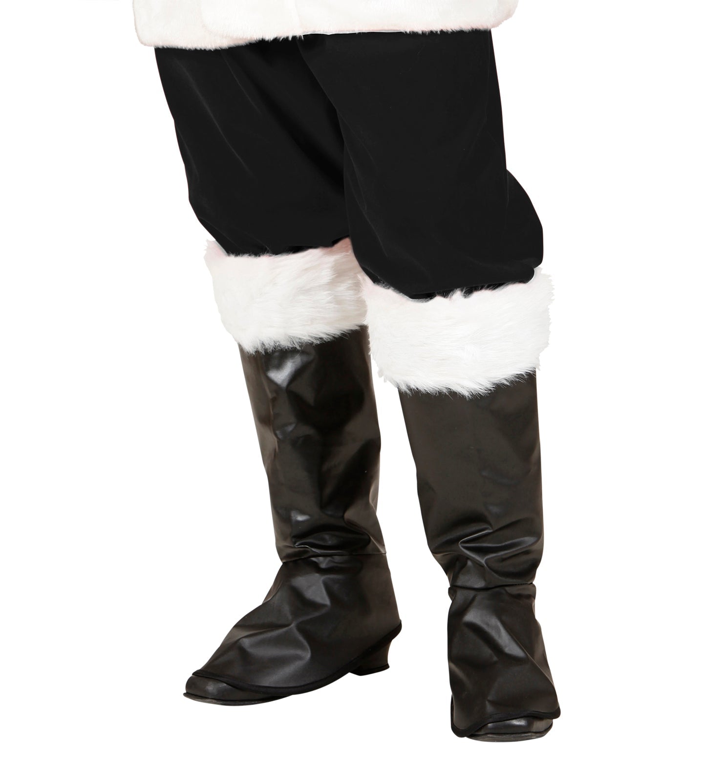 Schwarze Weihnachtsmann Stiefel Überzieher aus dehnbarem Material für elegante Festtagslooks.