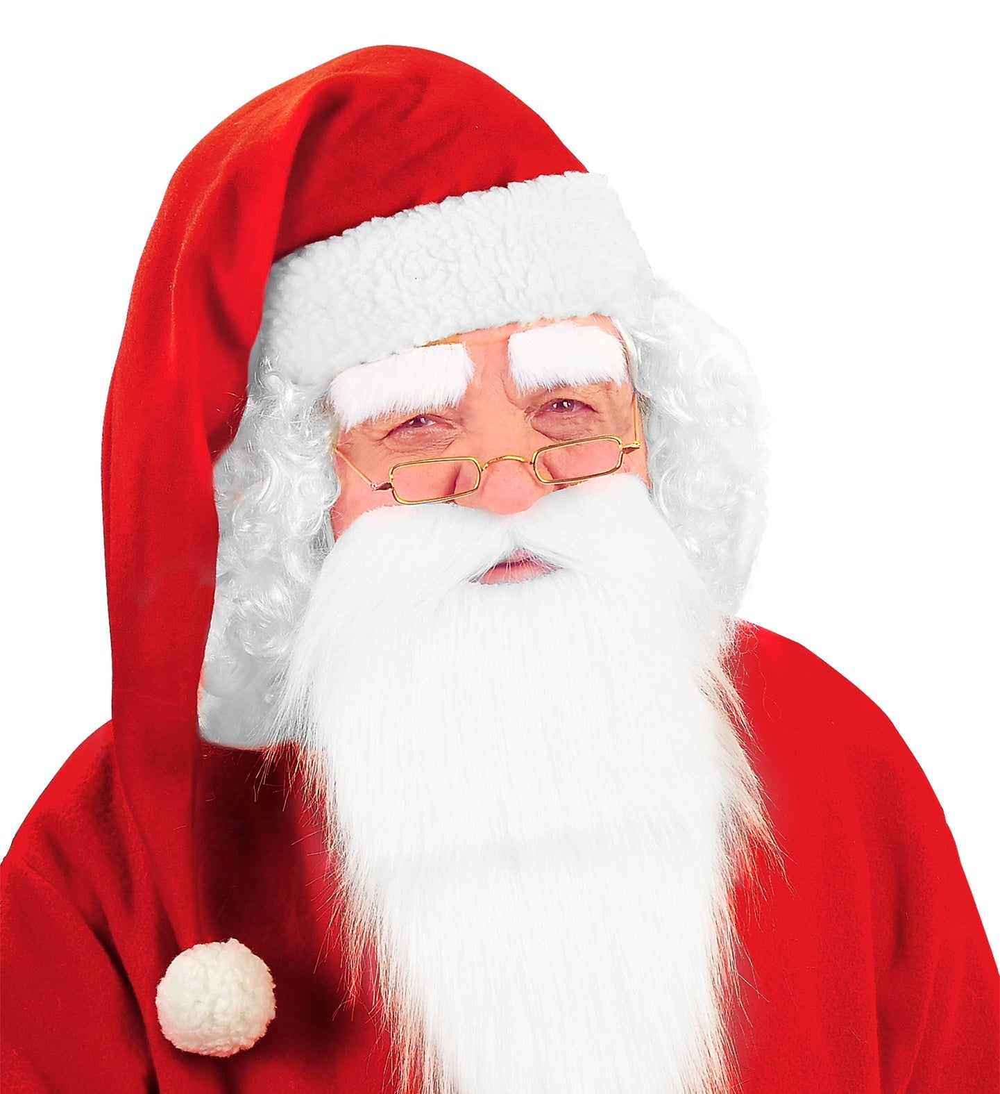 Lange rote Weihnachtsmütze aus weichem Stoff, 65 cm, für Erwachsene mit elastischem Innenband.