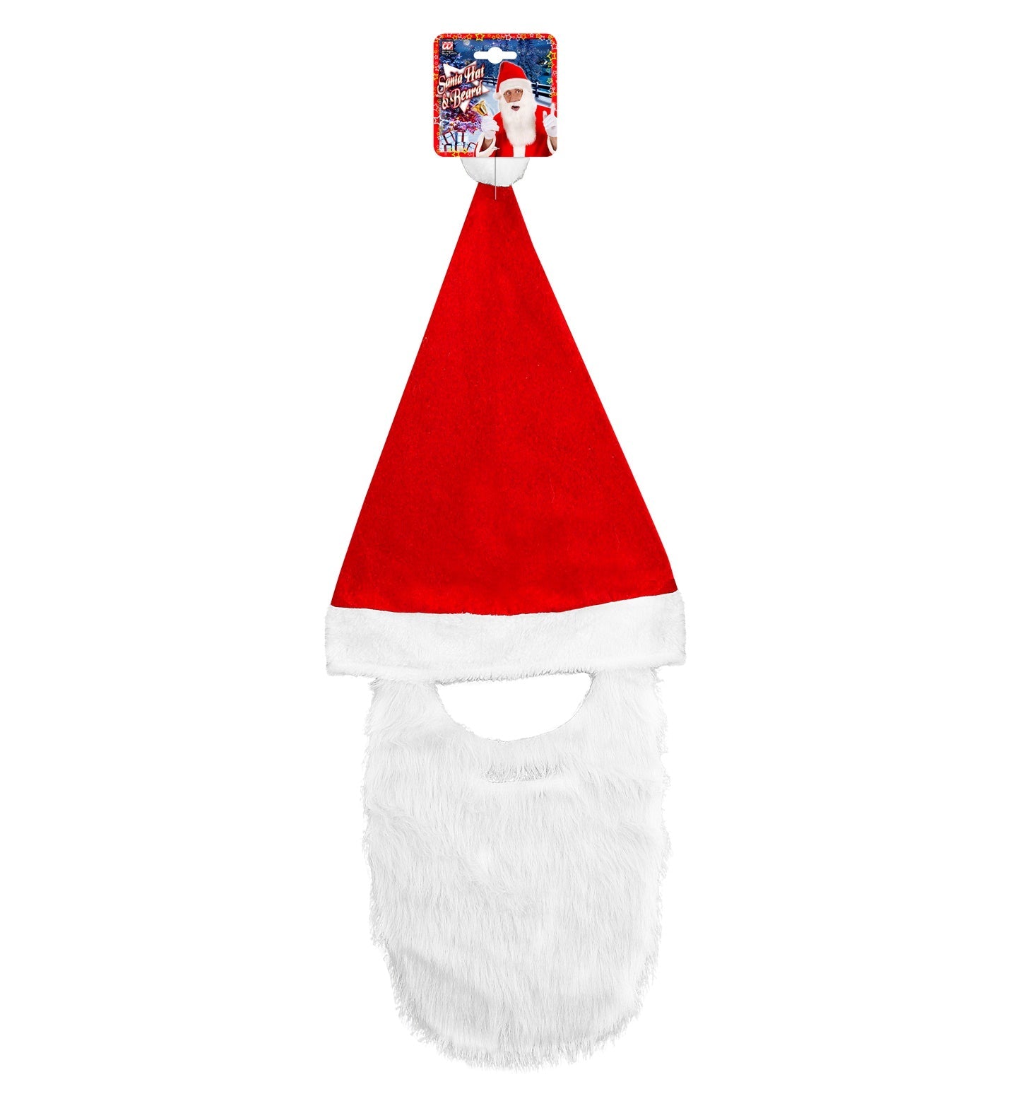 Weihnachtsmütze aus Plüsch mit Bart und Pailletten in festlichen Farben, One-Size.