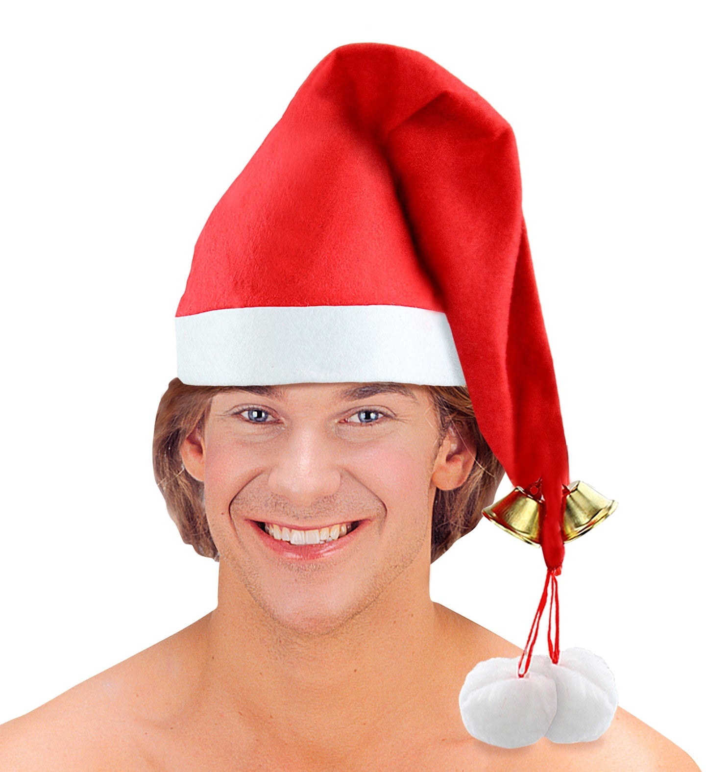 Widmann Weihnachtsmütze Mit Glöckchen – Rot-Weiß Gestreift, Fleece - Fasnacht24.ch