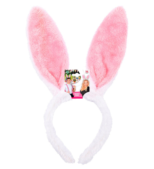 Weißer Haarreif mit modellierbaren, weichen Kunstfell-Hasenohren.