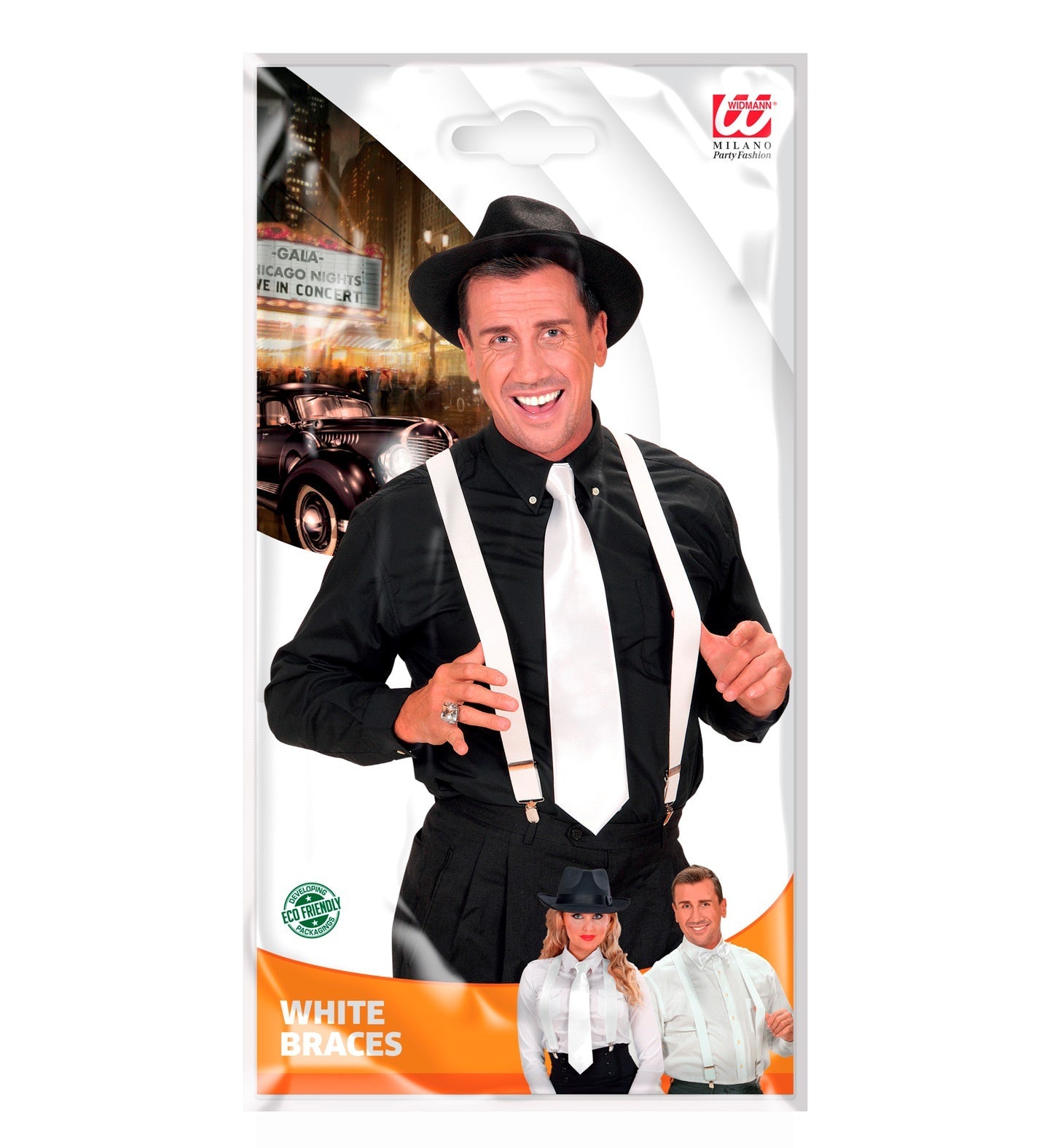 Hosenträger Weiß – Widmann Ultra-Lang 120cm Verstellbar - Fasnacht24.ch