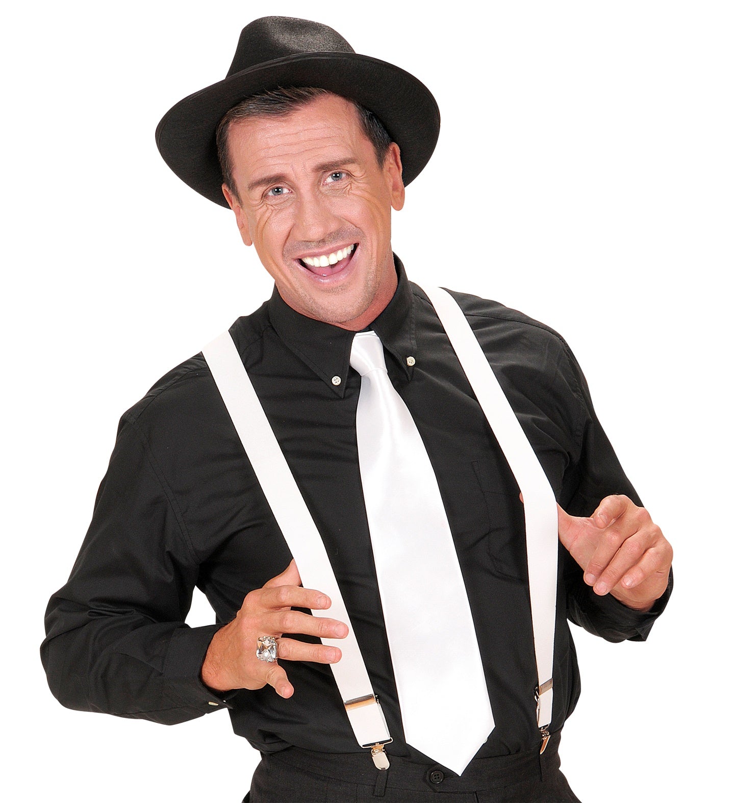 Hosenträger Weiß – Widmann Ultra-Lang 120cm Verstellbar - Fasnacht24.ch