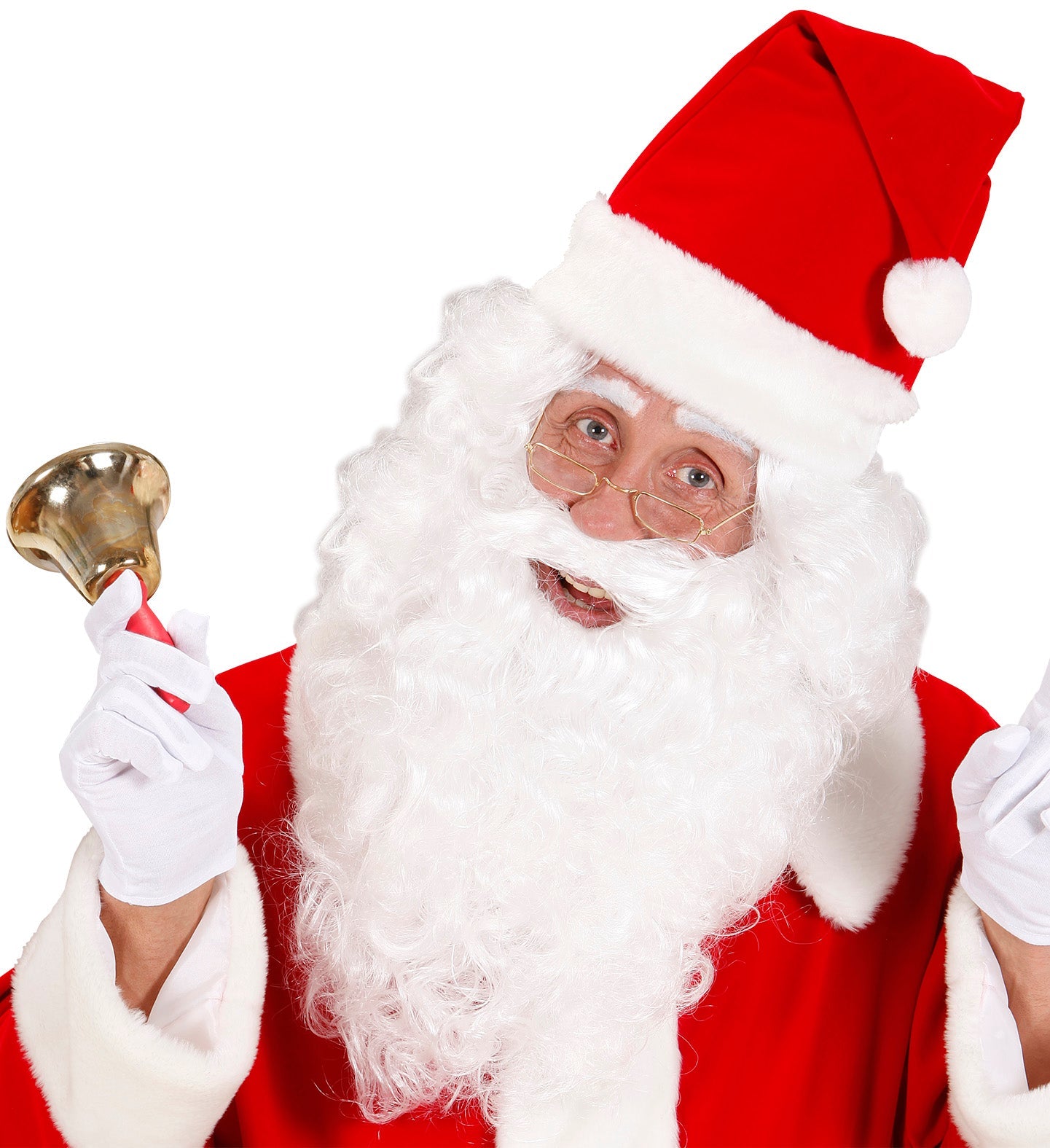 Weißes Weihnachtsmann Perücke und Bart Set aus Kunstfaser für Herren, 30 cm lang.