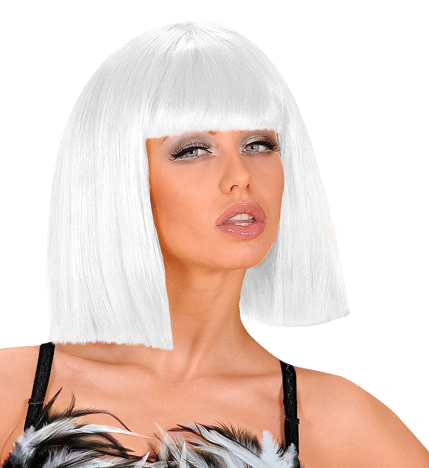 Widmann Showgirl Perücke – Weiße Bob Damenperücke, Verstellbar - Fasnacht24.ch