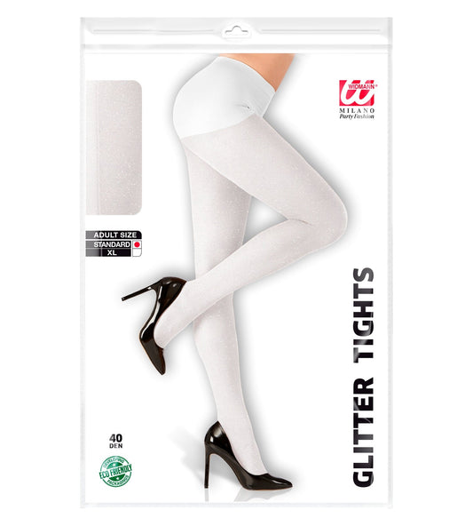 Weiße, blickdichte Strumpfhose aus Mikrofaser mit verstärkten Zehen und weichem, dehnbarem Stoff.