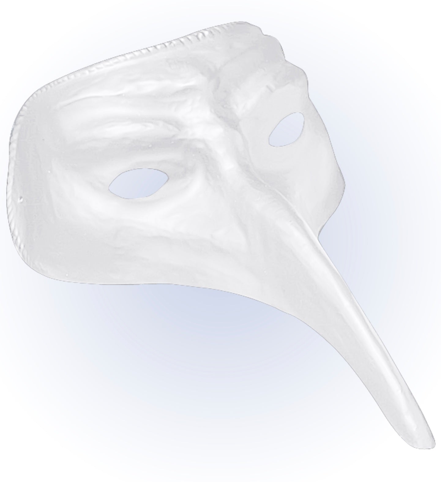 Weiße bemalbare Pestdoktor-Halbmaske mit Schnabel aus Kunststoff.