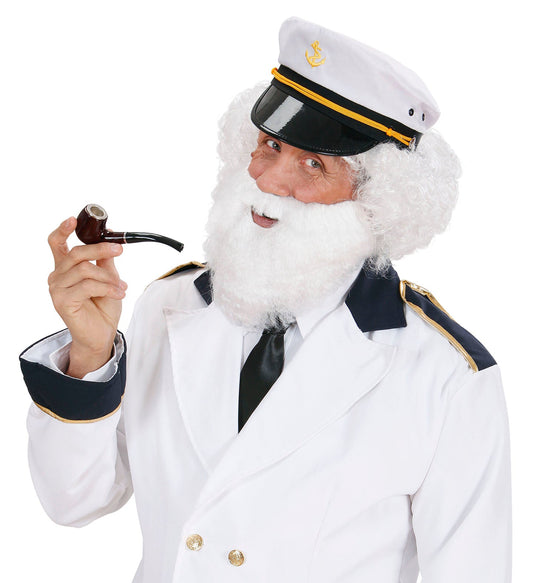 Weißer Kunsthaar-Bart mit Schnurrbart für Weihnachtsmann-Kostüme, elastisch und bequem.