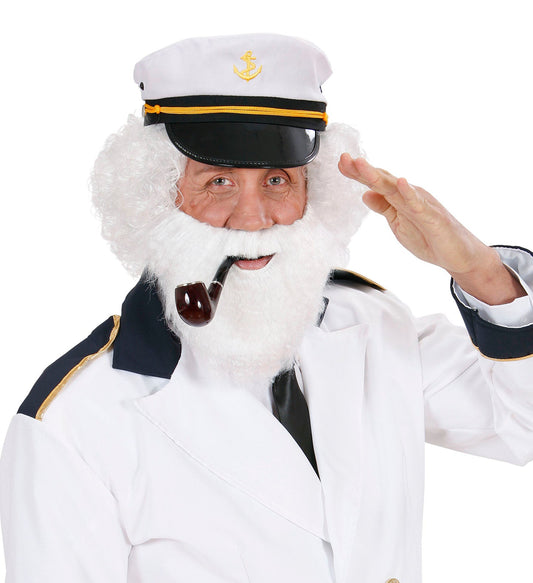 Weißer Kunsthaar-Bart mit Schnurrbart für Weihnachtsmann-Kostüm, elastisch und atmungsaktiv