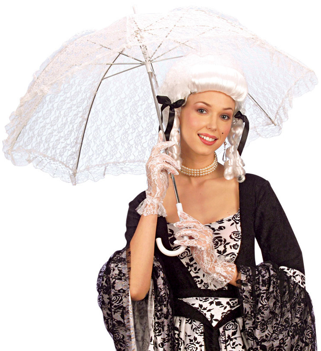 Widmann Weißer Spitzenparasol – 83 cm Durchmesser, Faltbar & Leicht - Fasnacht24.ch