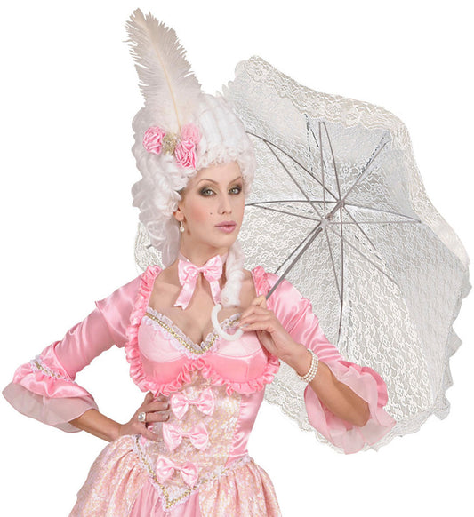 Widmann Weißer Spitzenparasol – 83 cm Durchmesser, Faltbar & Leicht - Fasnacht24.ch