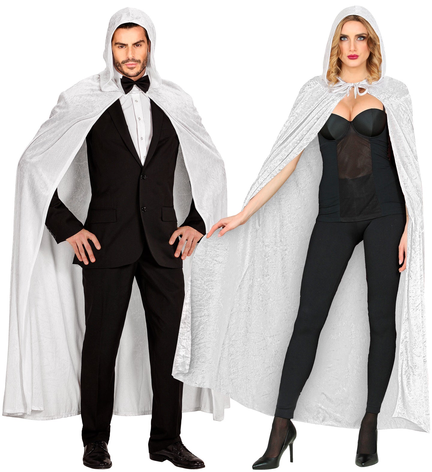 Widmann Weißer Samt Kapuzenumhang – 150 cm Länge - Fasnacht24.ch