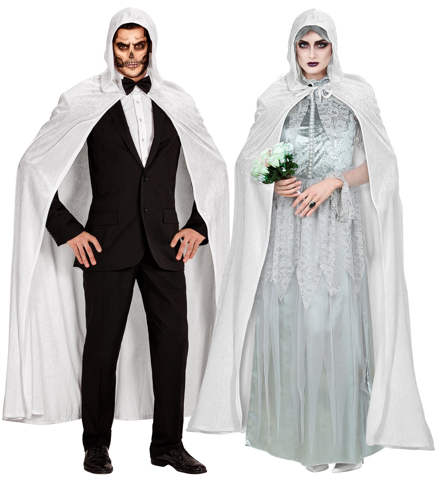 Widmann Weißer Samt Kapuzenumhang – 150 cm Länge - Fasnacht24.ch