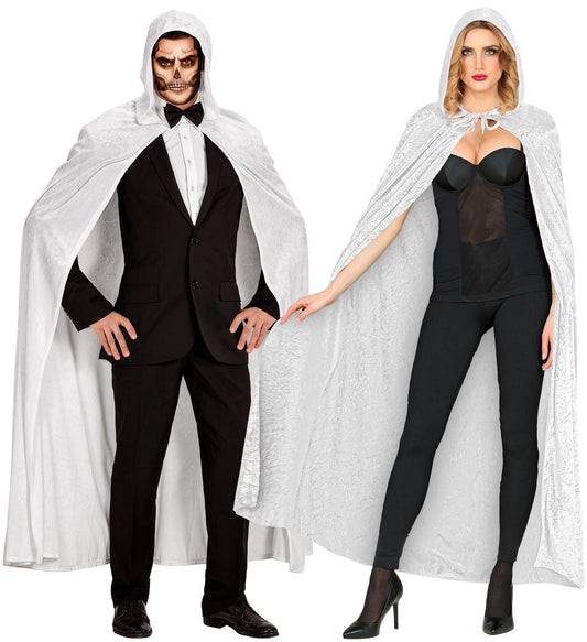 Widmann Weißer Samt Kapuzenumhang – 150 cm Länge - Fasnacht24.ch