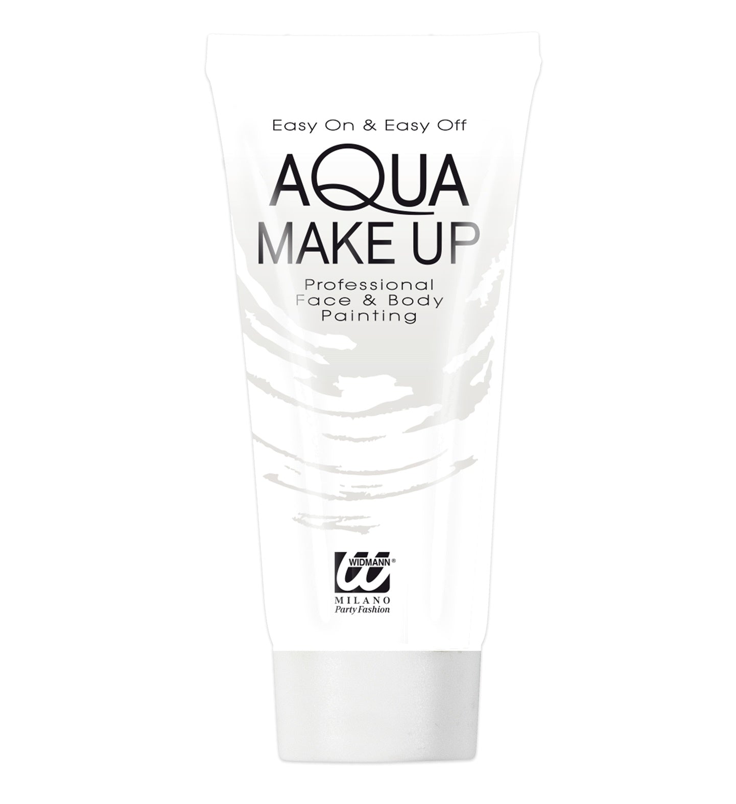 Weißes Aqua Make-up in einem 30ml Tube, ideal für gleichmäßige, langanhaltende Abdeckung.