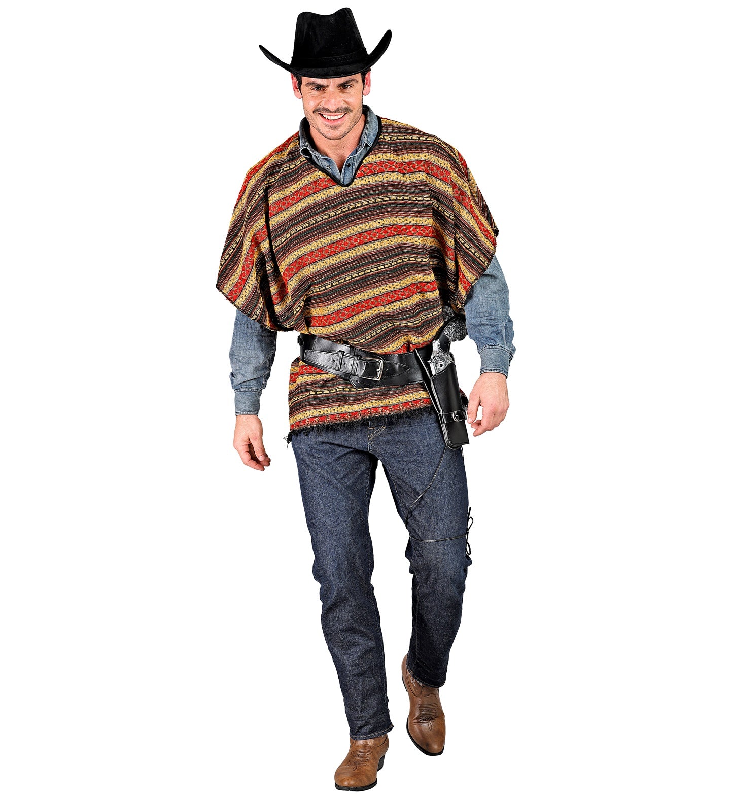 Widmann Wendeponcho – Unisex Reversibel Poncho Braun Western Stil - Fasnacht24.ch