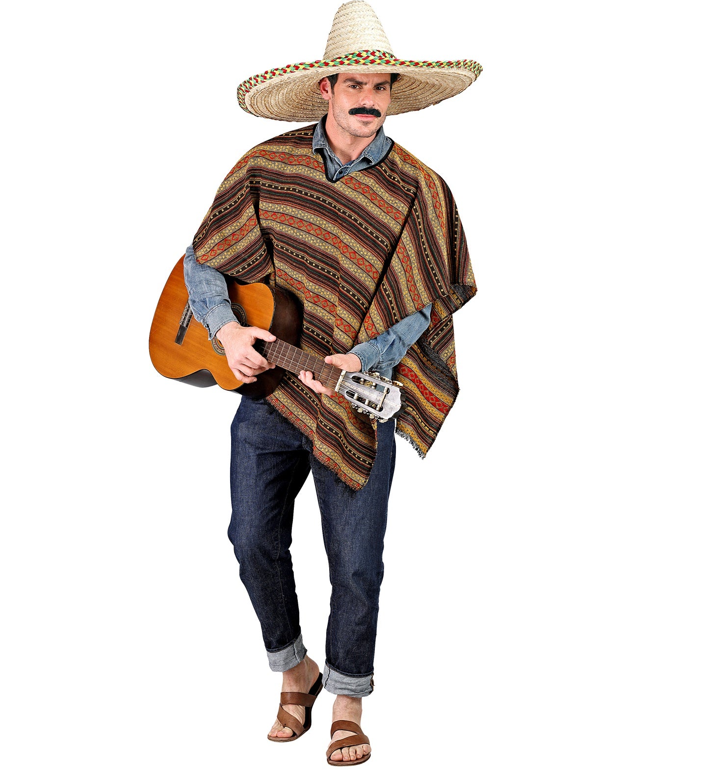 Widmann Wendeponcho – Unisex Reversibel Poncho Braun Western Stil - Fasnacht24.ch