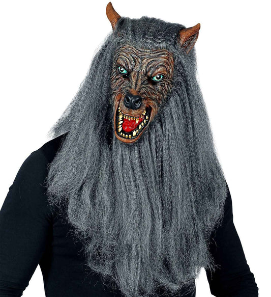 Werwolf Vollkopfmaske mit Fell – Widmann Furry Halloween Maske - Fasnacht24.ch